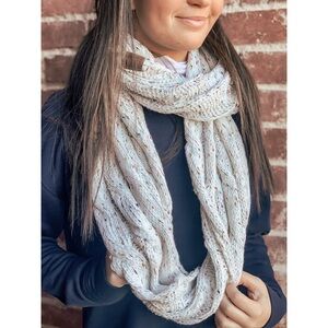 Flecked CC Cable Knit Infinity Scarf